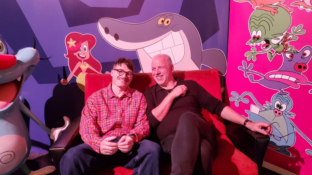 De gauche à droite : Hugo Gittard, storyboarder et réalisateur chez Xilam et Marc de Pontavice, fondateur et producteur de Xilam. © Florentin DELACOUR
